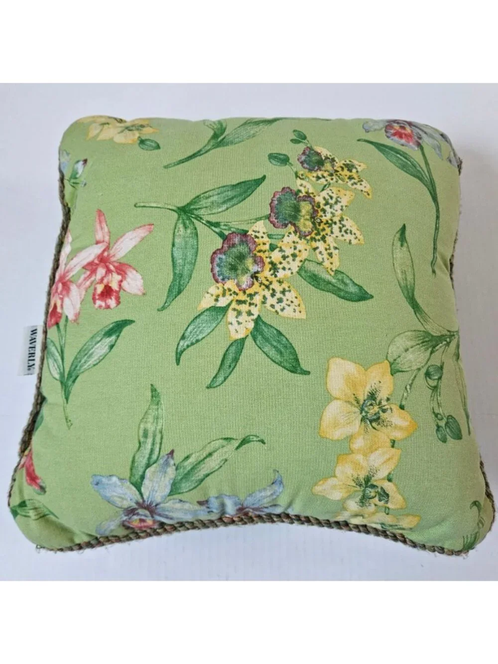 Waverly Orchid Cove Reversible Pillow 16X16 Green Turquoise Floral Tropical